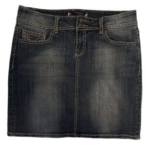 Vigoss Fit Blue Denim Mini Skirt Junior Size 9 Vintage 30" Y2K Vintage 90’s West